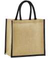 W477 Westford Mill Natural Starched Jute Mini Gift Bag Natural / Black colour image